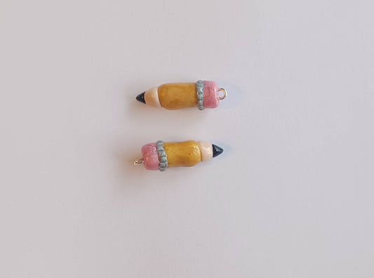 Kawaii pencil charms / polymer clay pencil pen charms / kawaii school teacher charms / kawaii teacher jewelry