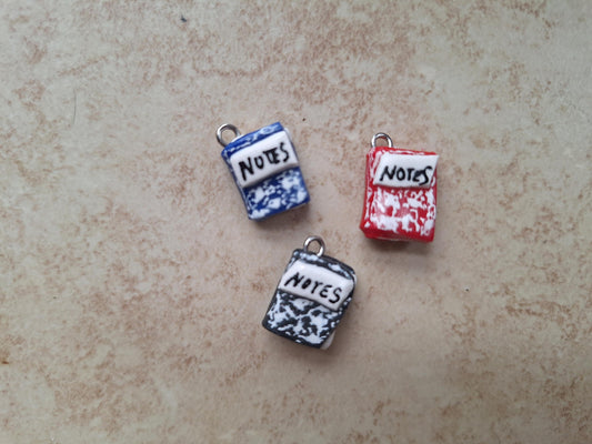 Kawaii marble notebook charms / polymer clay note book charms / kawaii school teacher charms / kawaii teacher jewelry