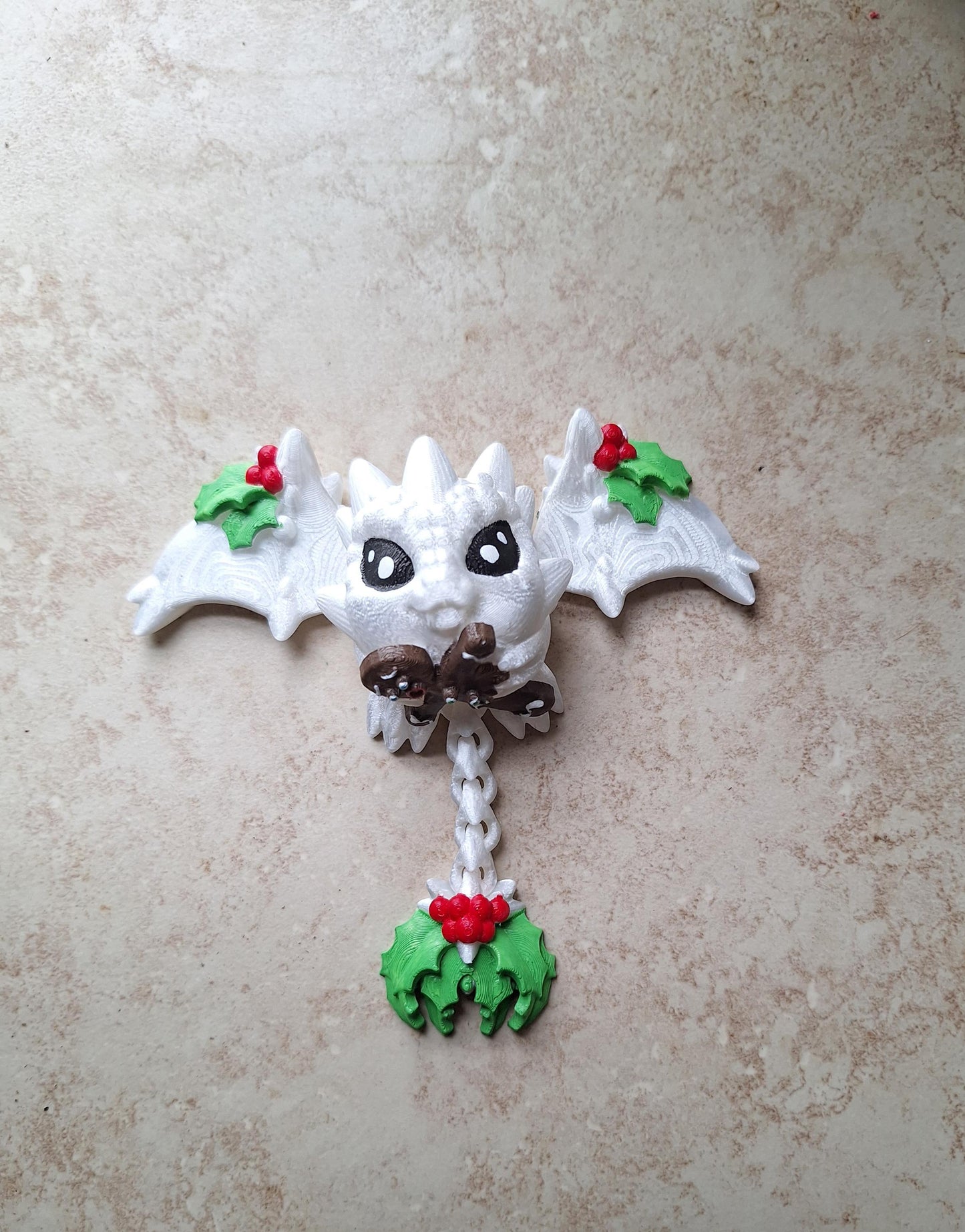 3D articulated christmas dragon cinderling / 3d printed gingerbread holly dragon animals / baby dragon knick knack Fidget figurines imp
