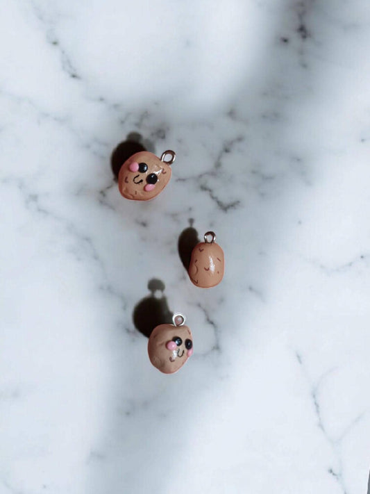 Polymer clay potato charms / cute kawaii clay potato food charms jewelry stitch marker progress keeper notions