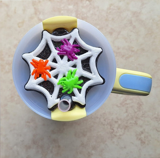 Polymer clay straw tag for stanley tumbler topper tumbler accessory / colorful spider web tumbler topper tag / halloween tumbler accessories