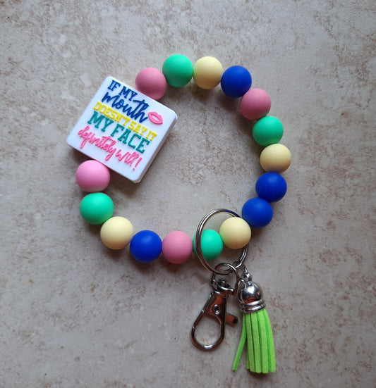Silicone beaded wristlet keychain if my mouth doesn't say it my face will silicone beaded wristlet keychain / bag accessories key chain gift