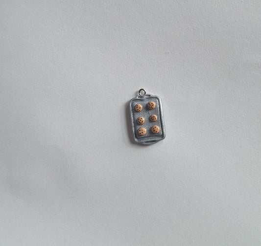 Kawaii chocolate chip cookie baking tray charms / polymer clay cookie charms / kawaii food charms / kawaii food jewelry charm stitch marker