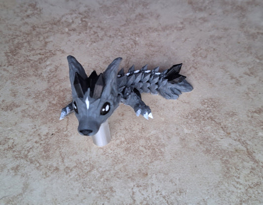 3D articulated wolf dragon straw cap / 3d printed dragon animals / gray wolf dragon tadling straw topper cover Fidget figurines