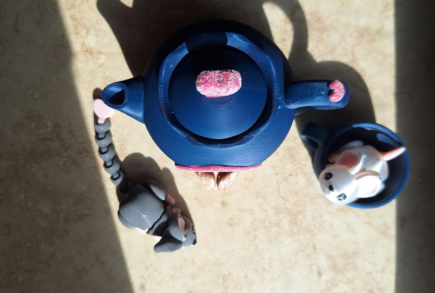 3D articulated mouse / 3d printed mice tea pot cup set / 3d printed animals mouse keychain figurine knick knack Fidget