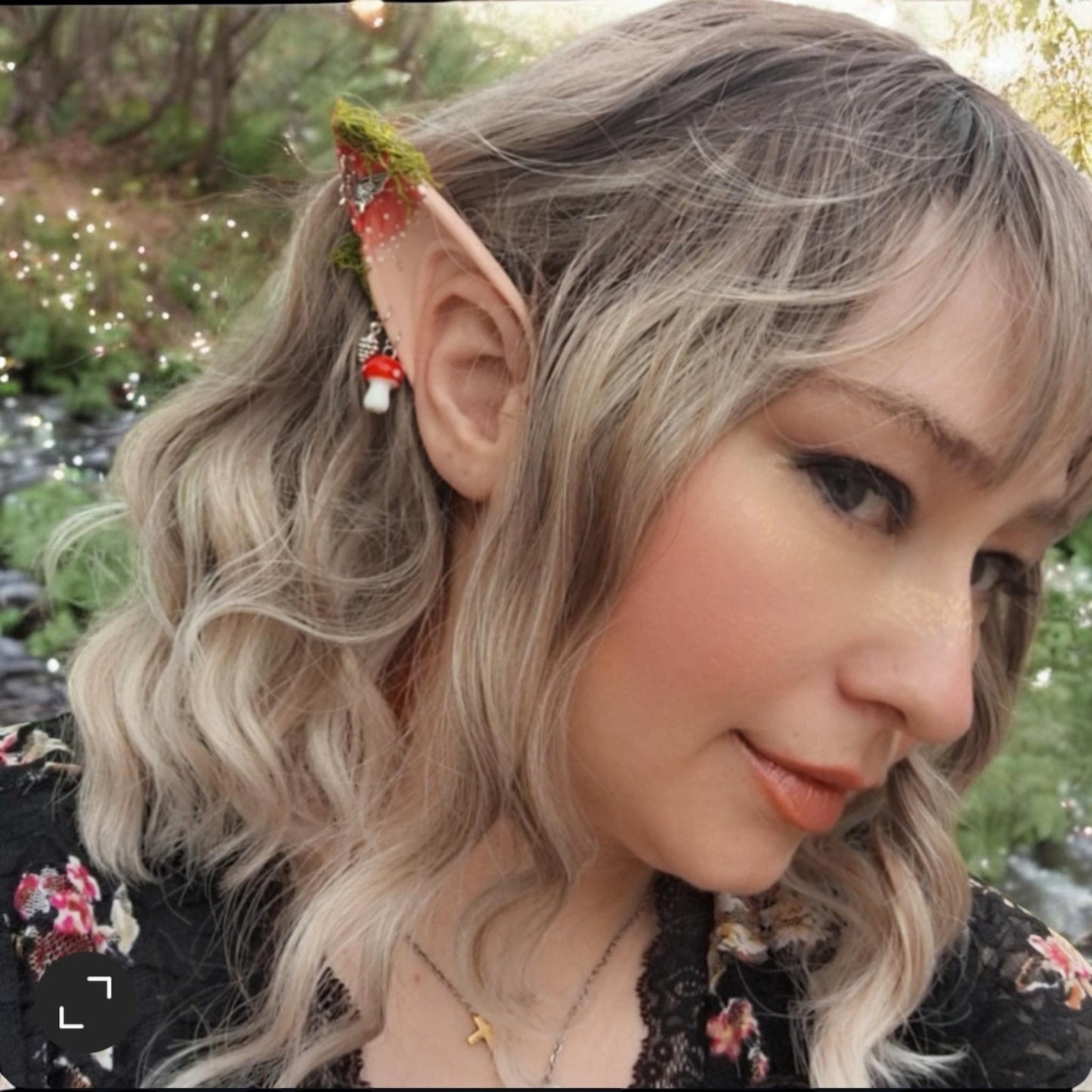 red orange toadstool rubber fairy pixie elf ears / halloween costume accessory cosplay elf ears / painted elf ears with earrings