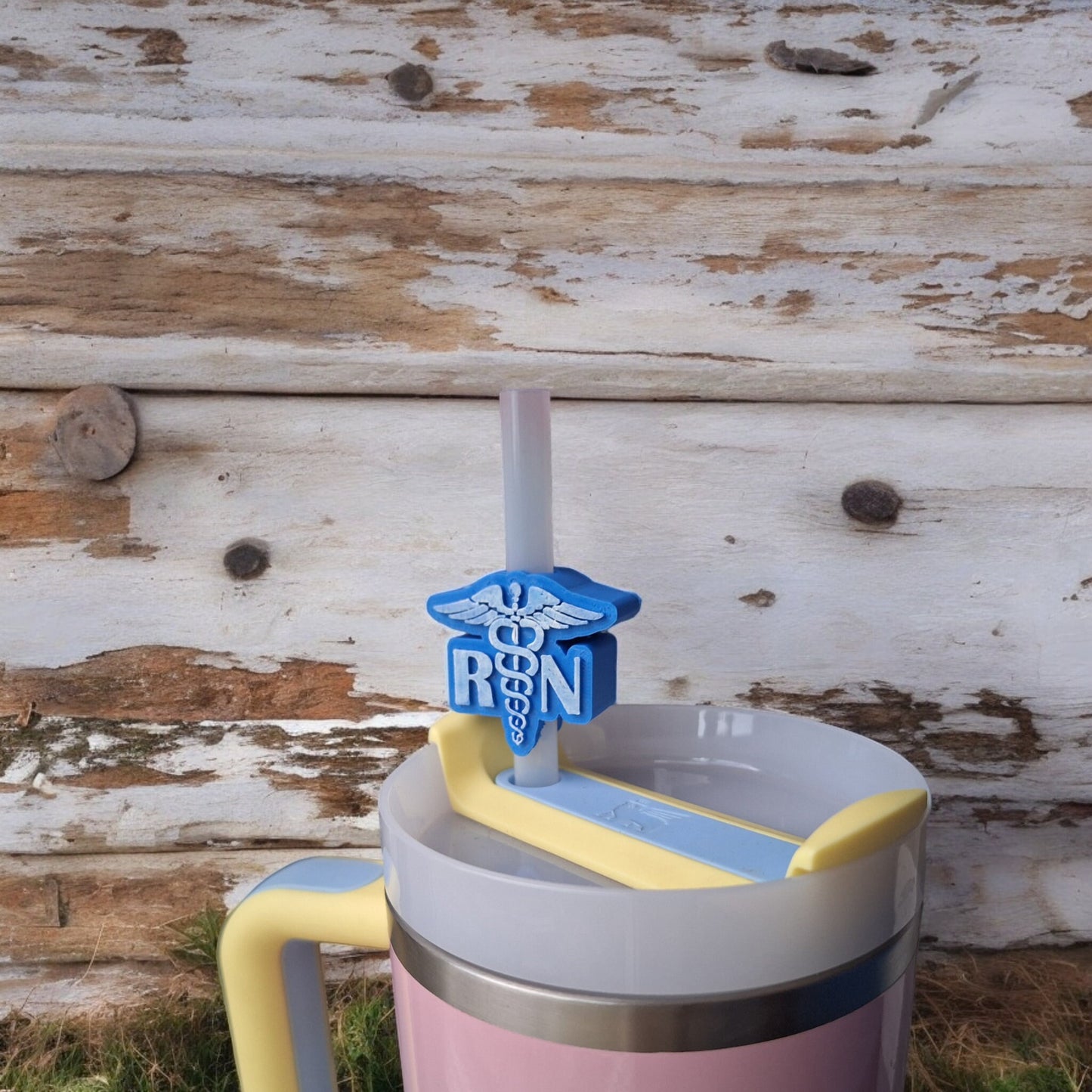 3D printed blue pink nurse straw buddy charm tumbler accessories / tumbler charm straw buddy / RN straw topper charm