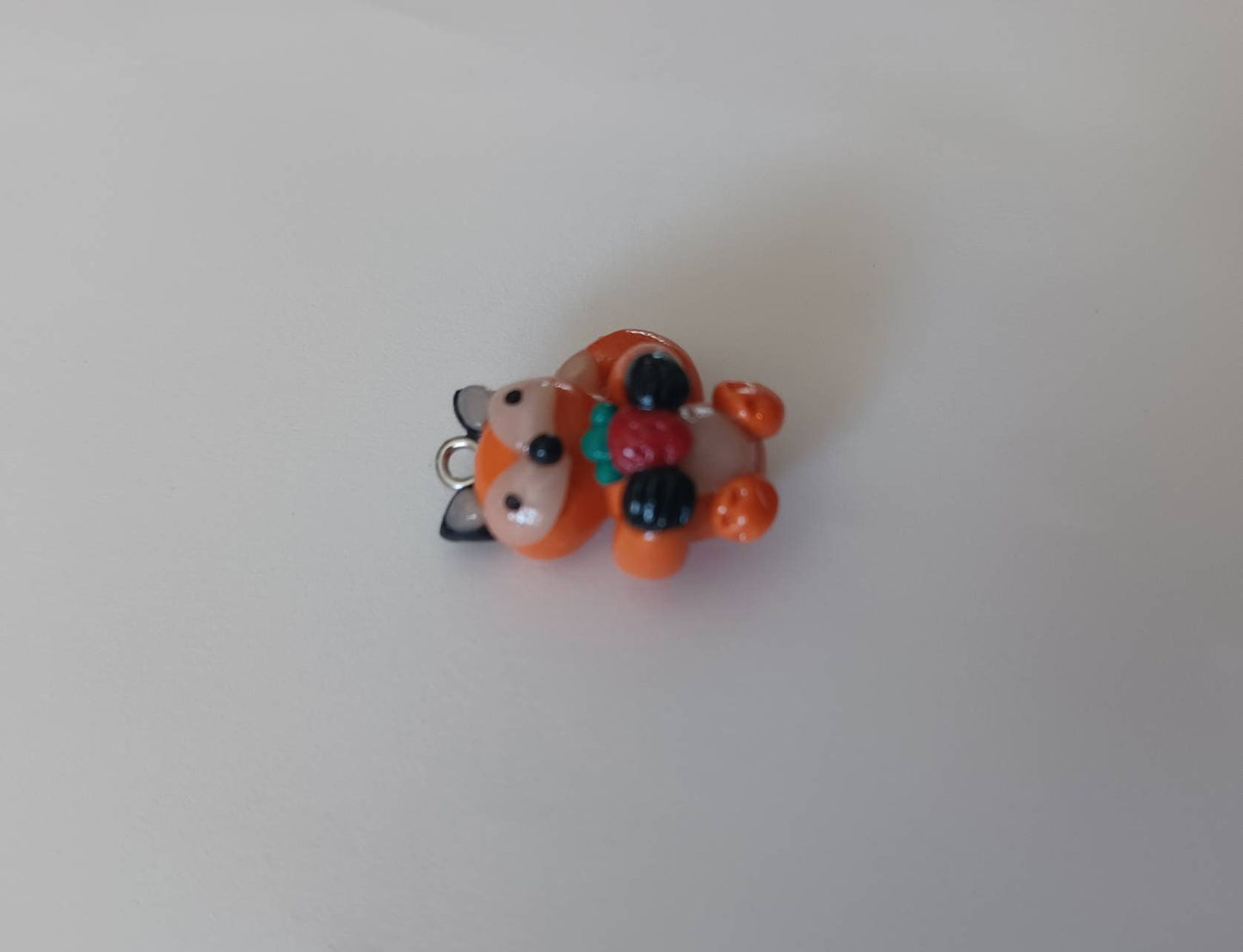 Kawaii fox charms / polymer clay fox with strawberry charms / kawaii animal charms / kawaii fox jewelry / orange red fox clay