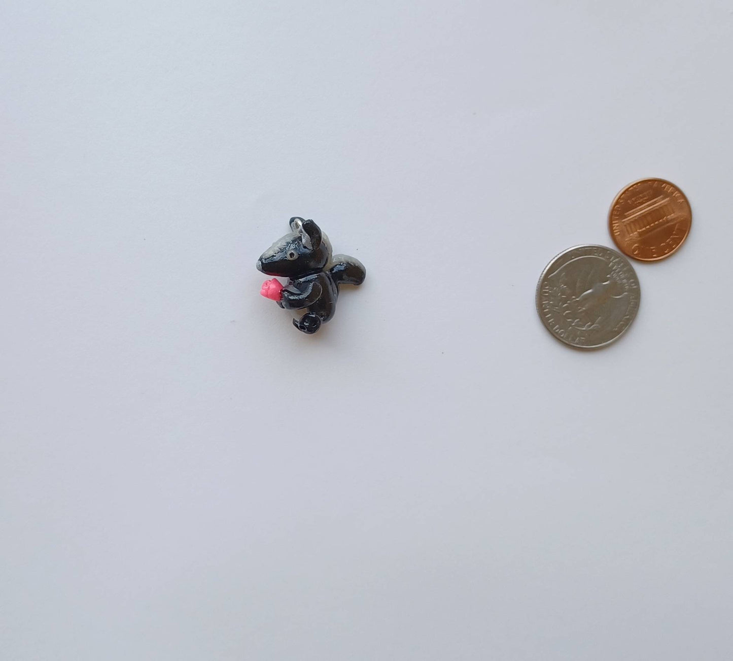 Kawaii skunk charms / polymer clay skunk with rose charms / kawaii animal charms / kawaii skunk jewelry