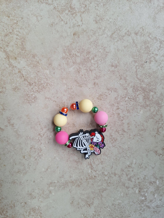 Silicone beaded be kind to your mind handle charm tumbler accessories / tumbler charm buddy / floral flower skeleton tumbler handle charm