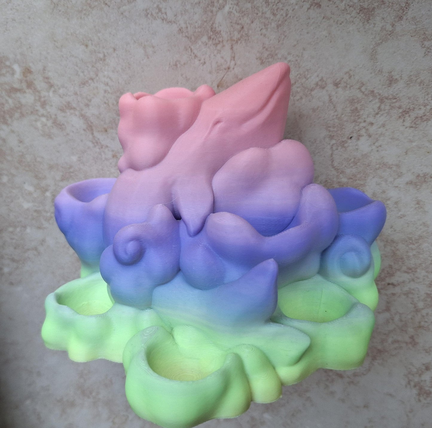 3D printed and painted whale in clouds dice stand holder tower / 3d sleepy whale dice tower / 3d printed d20 dice tower roller
