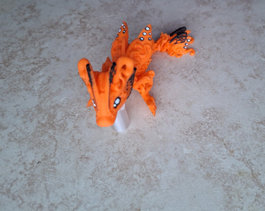 3D articulated orange butterfly dragon straw cap / 3d printed dragon animals / monarch butterfly dragon straw topper cover Fidget figurines