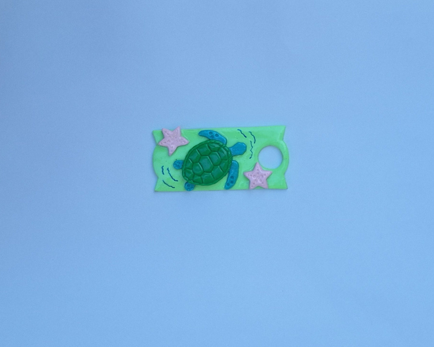 Polymer clay straw tag tumbler topper / clay tumbler accessories / sea turtle tumbler topper straw tag / beach turtle tumbler accessories