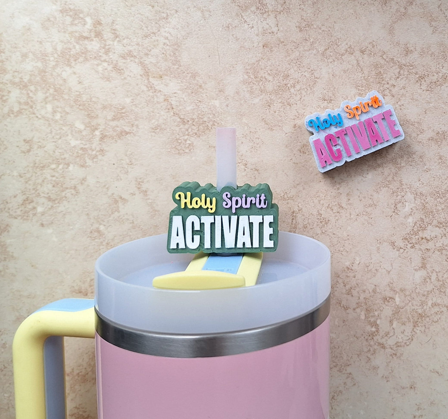 3D printed holy spirit activate straw buddy charm tumbler accessories / tumbler charm straw buddy / christian straw topper charm
