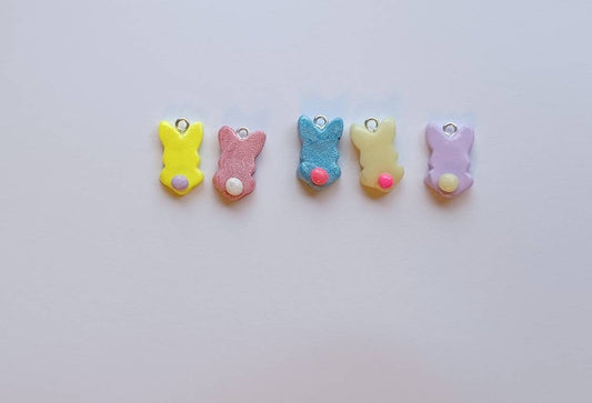 Kawaii decorative easter bunny tail charms / polymer clay easter charms / kawaii food charms / kawaii bunny rabbit butt charms