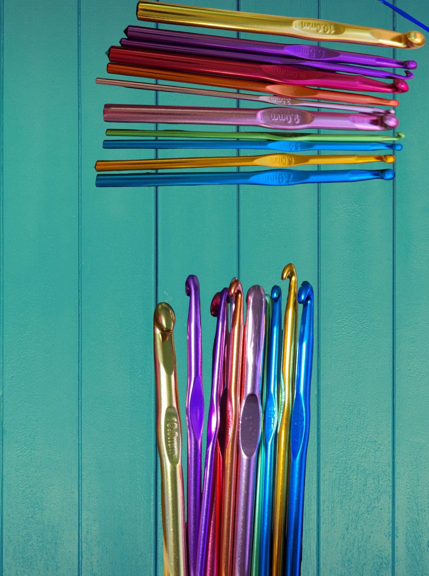 Polymer clay black white stripe purple daisy crochet hook