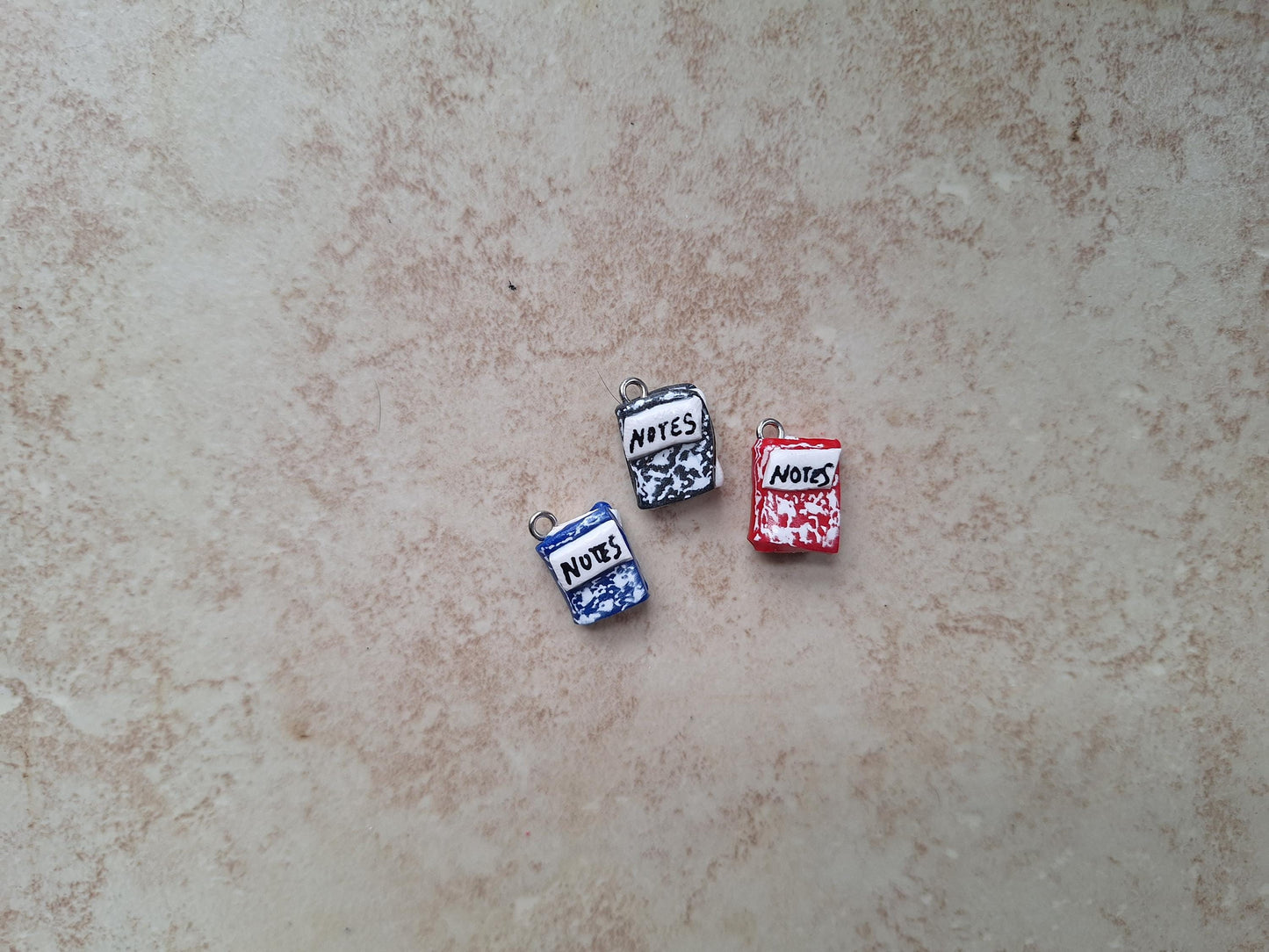 Kawaii marble notebook charms / polymer clay note book charms / kawaii school teacher charms / kawaii teacher jewelry