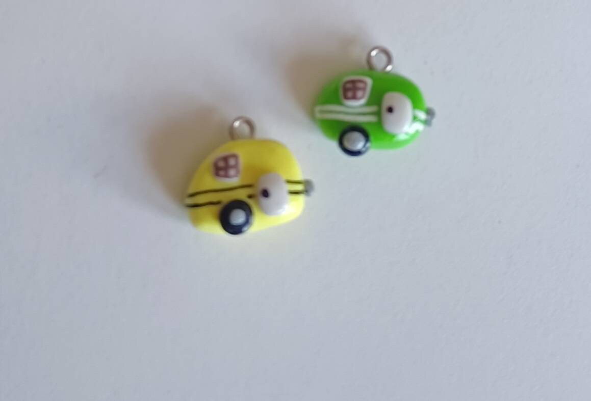 Kawaii camper charms / polymer clay camping charms / kawaii Retro vintage camper charms / kawaii camping jewelry