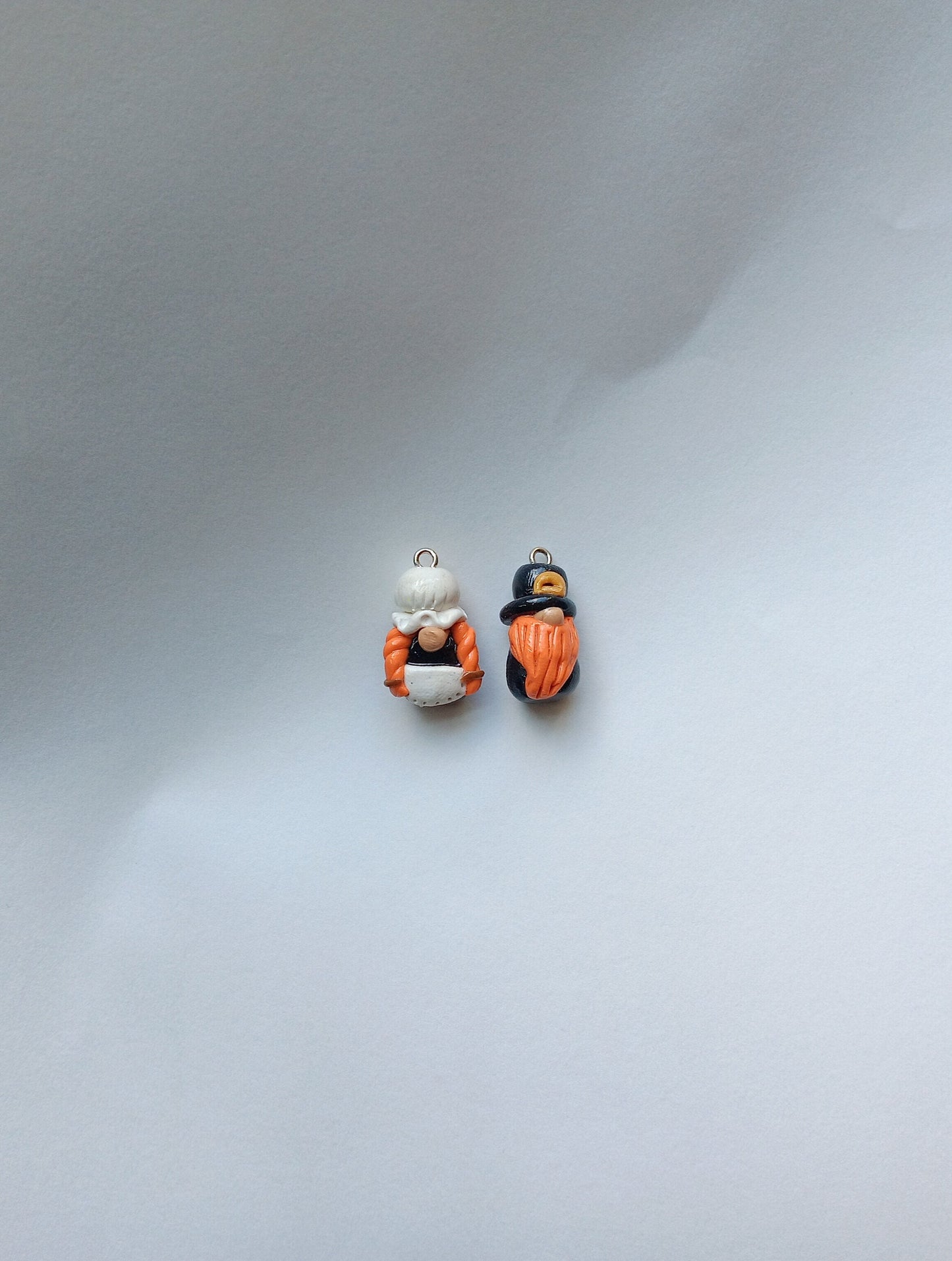 Kawaii holiday thanksgiving gnome charms / polymer clay gnome charms / kawaii toadstool charms / pilgrim amish gnome charms stitch marker