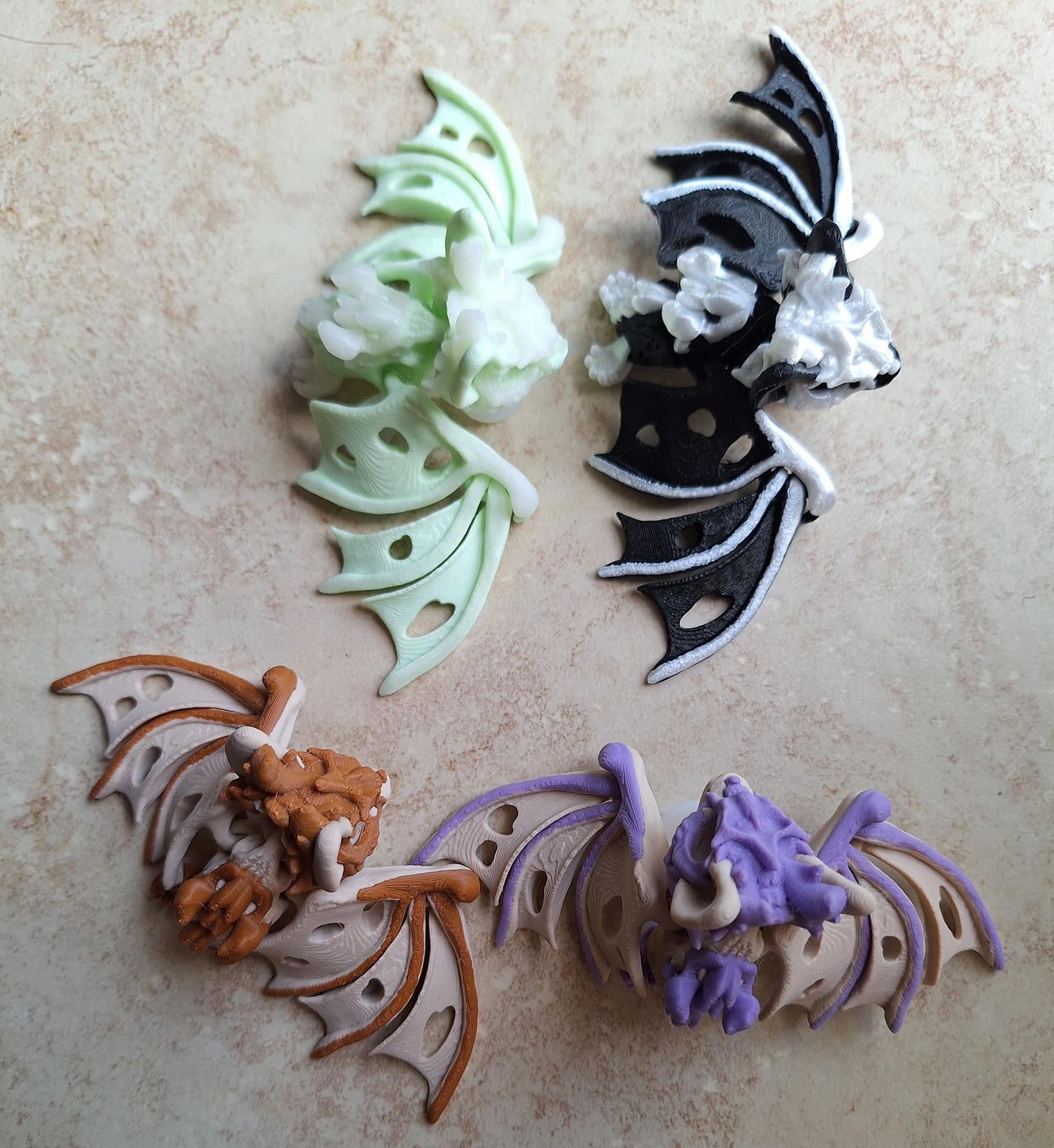 3D articulated hollow black bat straw cap / 3d printed bone bat spooky animals / halloween bat straw topper cover Fidget figurines glow