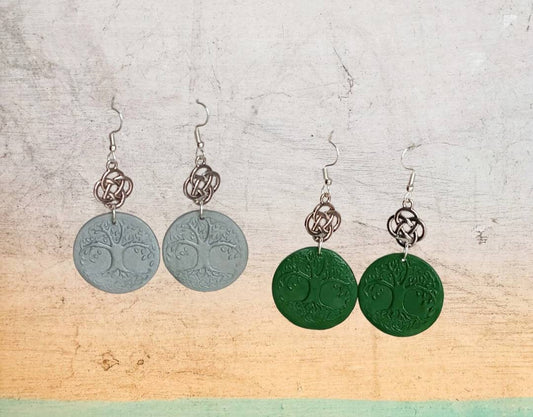 Celtic tree of life earrings / polymer clay celtic dangle earrings / kawaii celtic jewelry / tree of life earrings