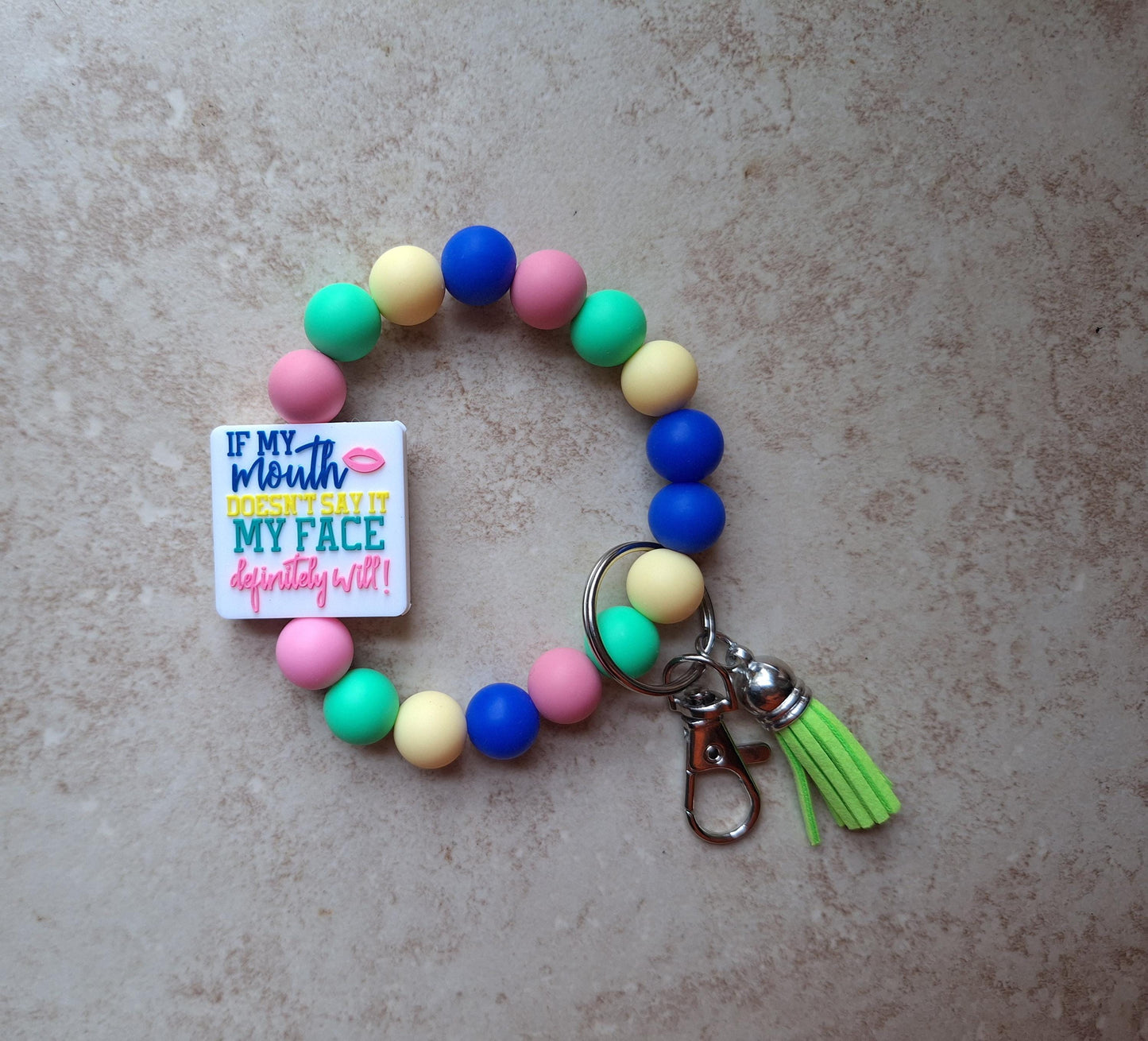 Silicone beaded wristlet keychain if my mouth doesn't say it my face will silicone beaded wristlet keychain / bag accessories key chain gift