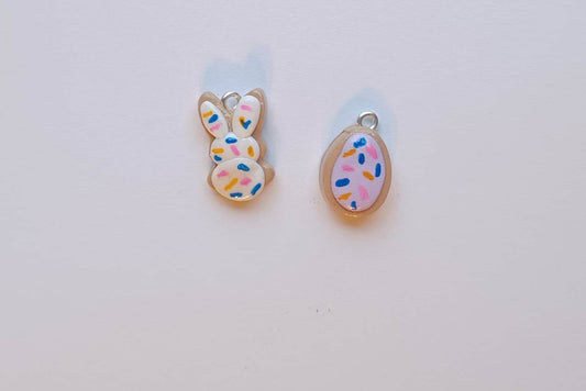 Kawaii easter sugar cookie bunny egg charms / polymer clay cookie charms / kawaii food charms / kawaii food jewelry / easter charms