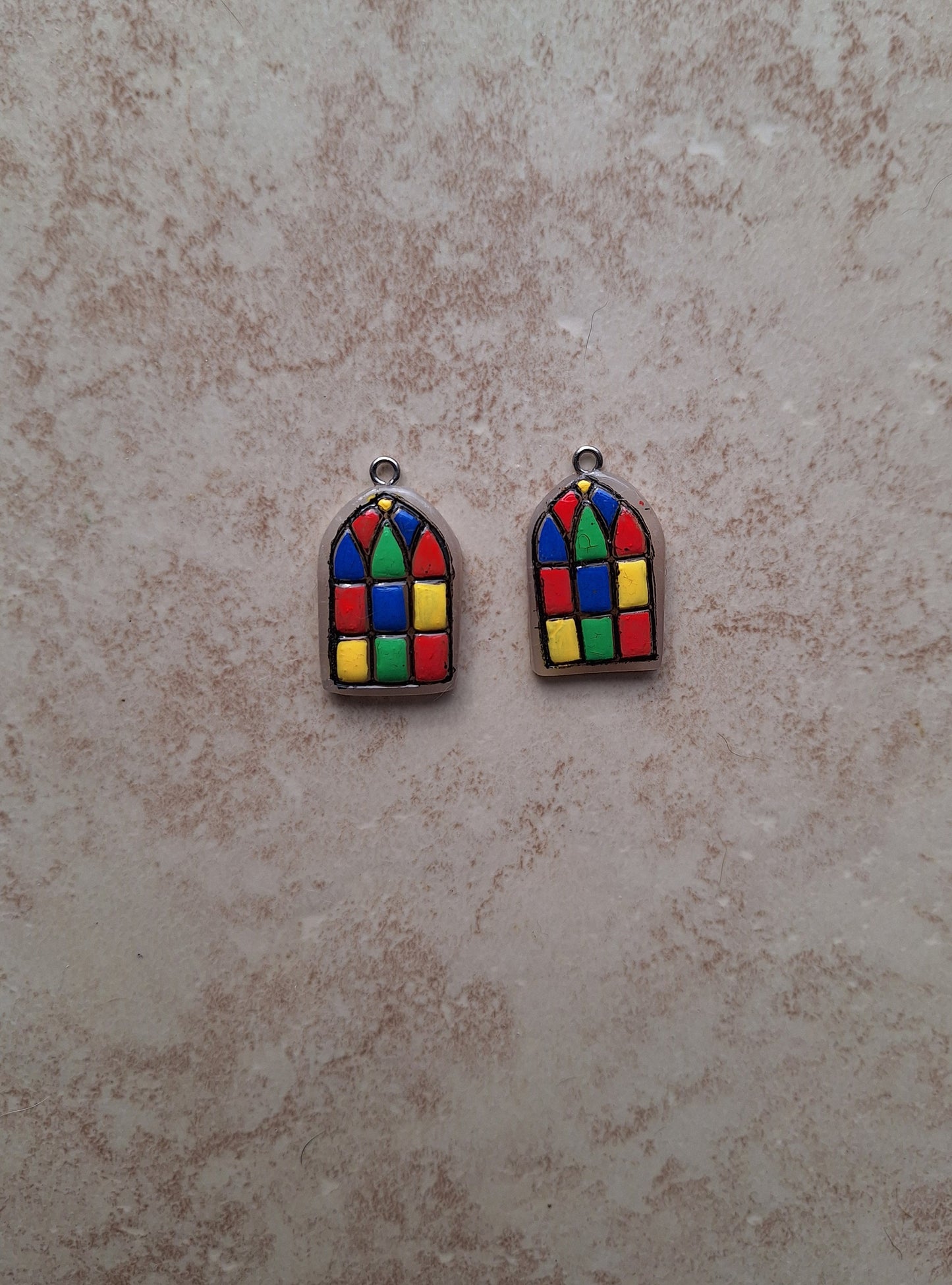 Clay faux stained glass window colorful charms / polymer clay Christmas charms / Christian jewelry charms holiday charms stitch marker