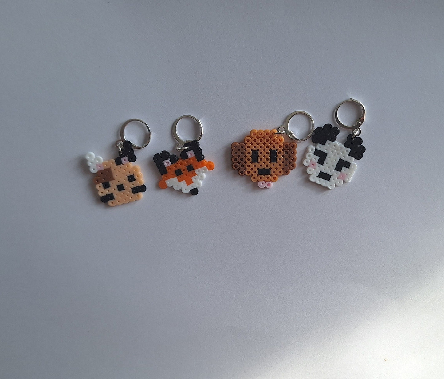 Stitch markers set 4 furry friends bundle / colorful panda fox dog cat perler bead set of 4 pet cuties progress keeper pixel style