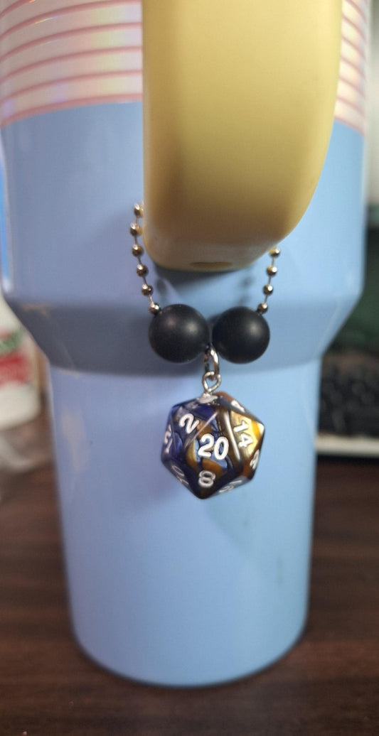 Silicone bead with random color d20 dice charm tumbler accessories tumbler charm buddy / beaded d20 cup handle charm