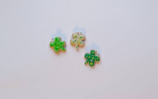 Kawaii st Patrick's day sugar cookie clover charms / polymer clay cookie charms / kawaii food charms / kawaii food jewelry / irish charms
