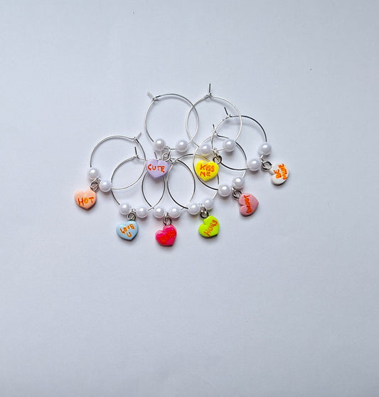 Set of 8 valentine wine charms / holiday wine charms / winter spring wine charms / 8 set polymer clay valentine heart celebrate wine charms