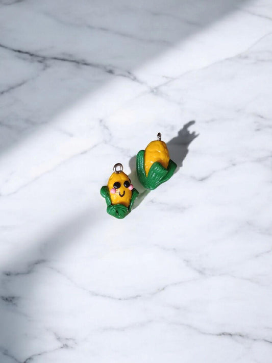 Polymer clay corn charms / kawaii cute food charms jewelry / clay corn cob charm jewelry charms stitch marker progress keeper notions