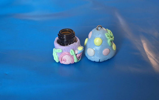 Polymer clay mushroom toadstool jewelry jar / cottage core colorful pastel clay mushroom necklace / functional necklace / pendant gift