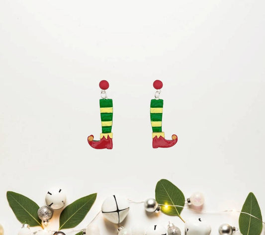 Kawaii christmas elf earrings / polymer clay holiday earrings / kawaii christmas holiday winter jewelry / clay elf legs earrings