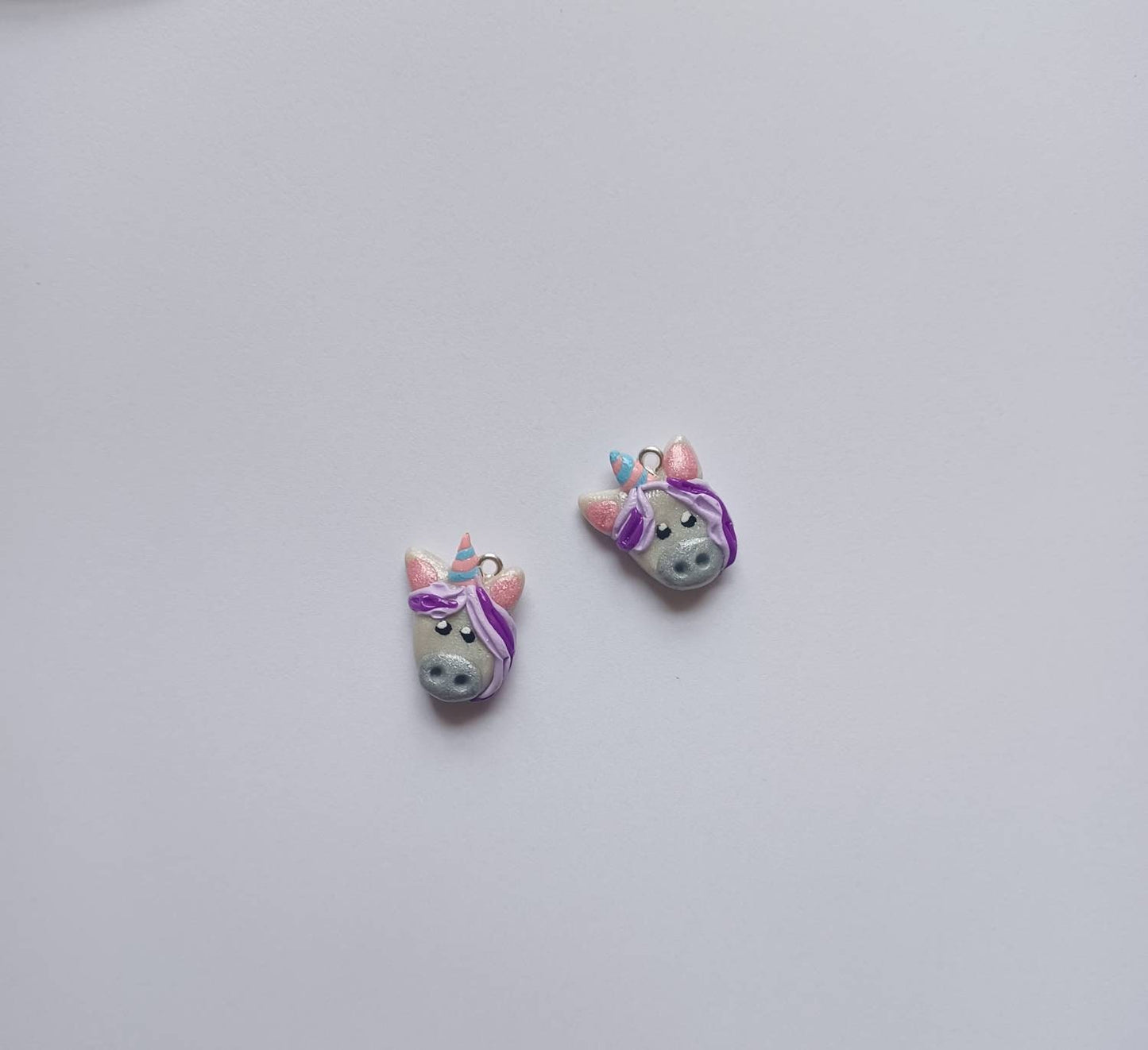 Kawaii unicorn charms / polymer clay floral unicorn charms / kawaii pink purple unicorn charms / kawaii unicorn jewelry