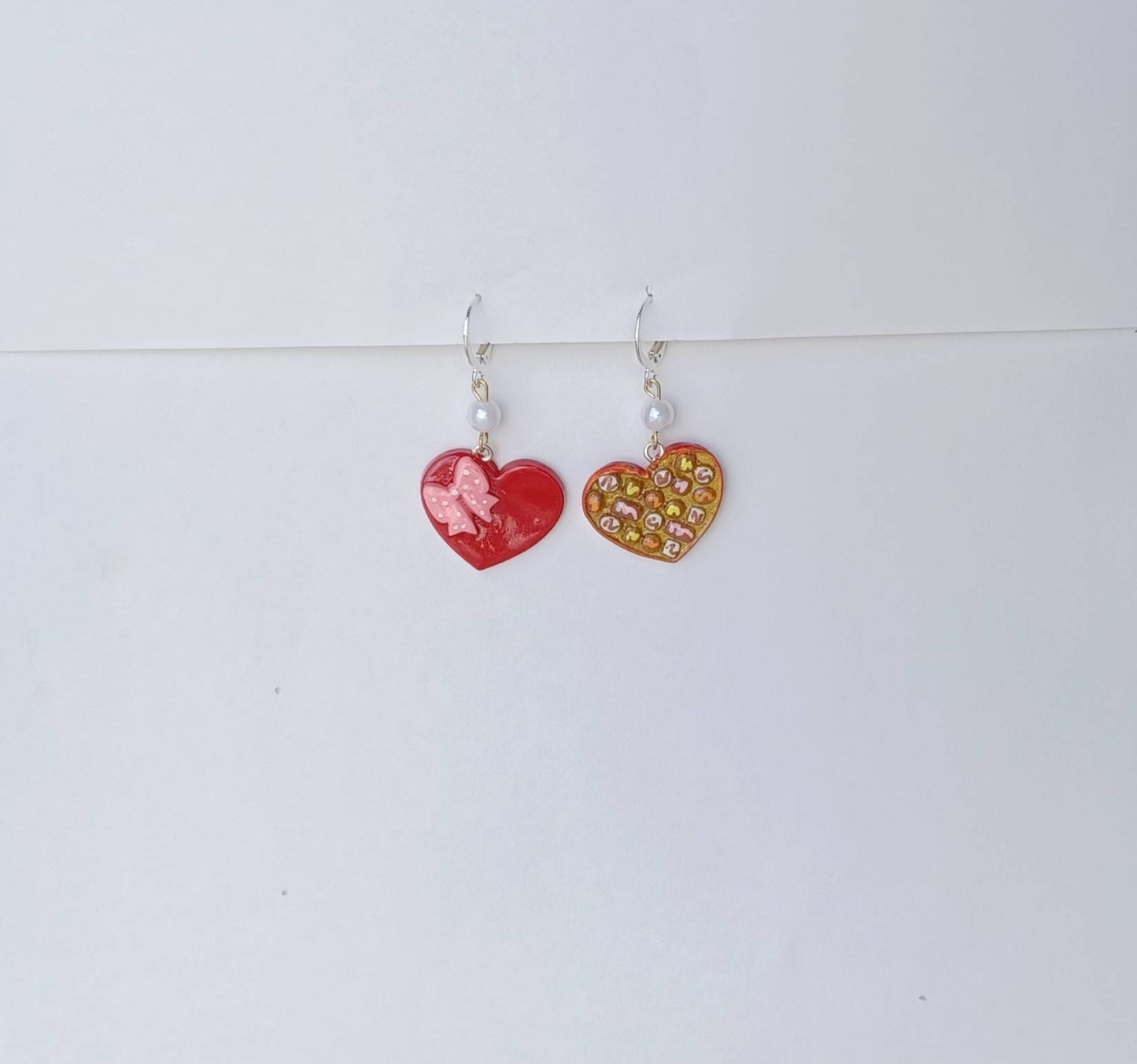 Kawaii valentine earrings / polymer clay valentine chocolate heart earrings / kawaii heart jewelry / valentine chocolate box
