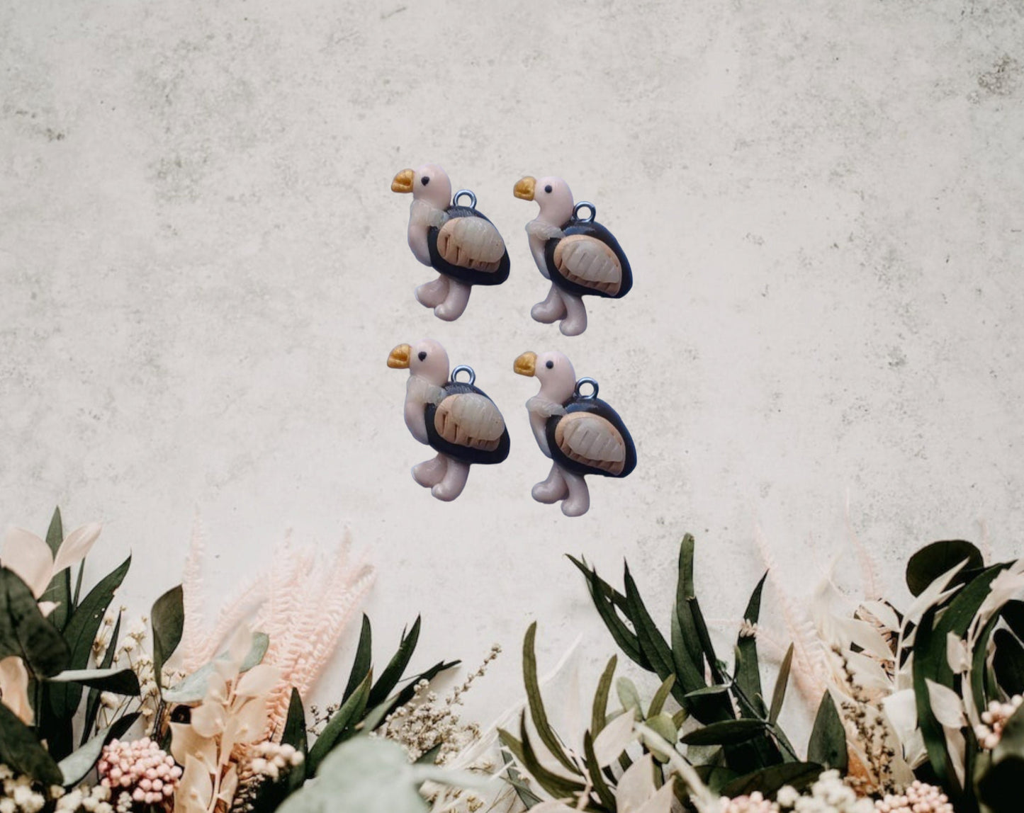 Kawaii ostrich charms / polymer clay ostrich emu charms / kawaii animal charms / kawaii ostrich emu bird jewelry