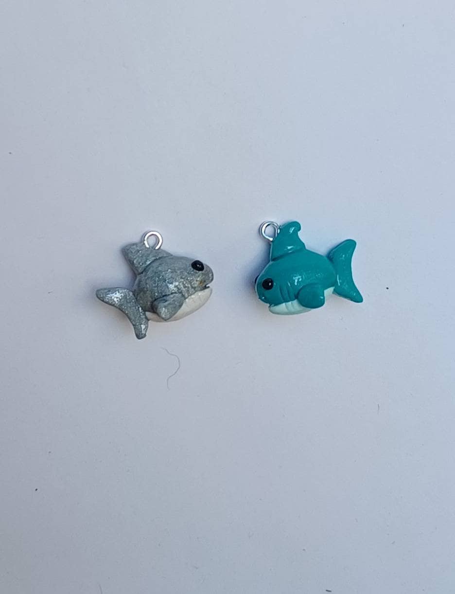Kawaii shark charms / polymer clay baby shark charms / kawaii animal charms / kawaii shark jewelry