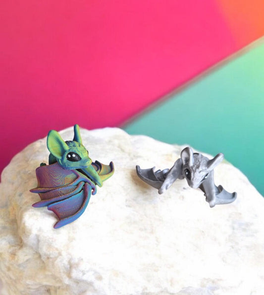 3D articulated cute colorful bat straw cap / 3d printed bat spooky animals / halloween bat straw topper cover Fidget figurines