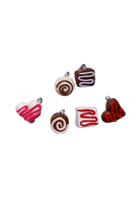 Kawaii clay love valentine chocolate charms / polymer clay chocolate candy charms / kawaii food charms jewelry stitch marker progress keeper