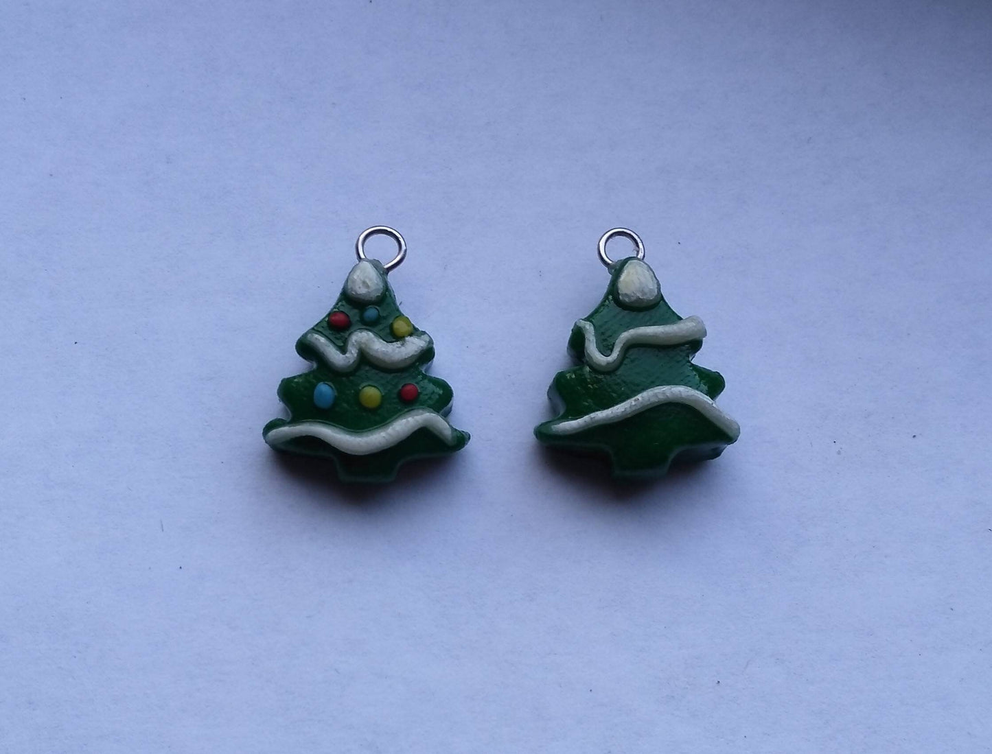 Kawaii Christmas tree charms / polymer clay tree charms / kawaii holiday jewelry / kawaii holiday charms / pine tree charms/ snow charms