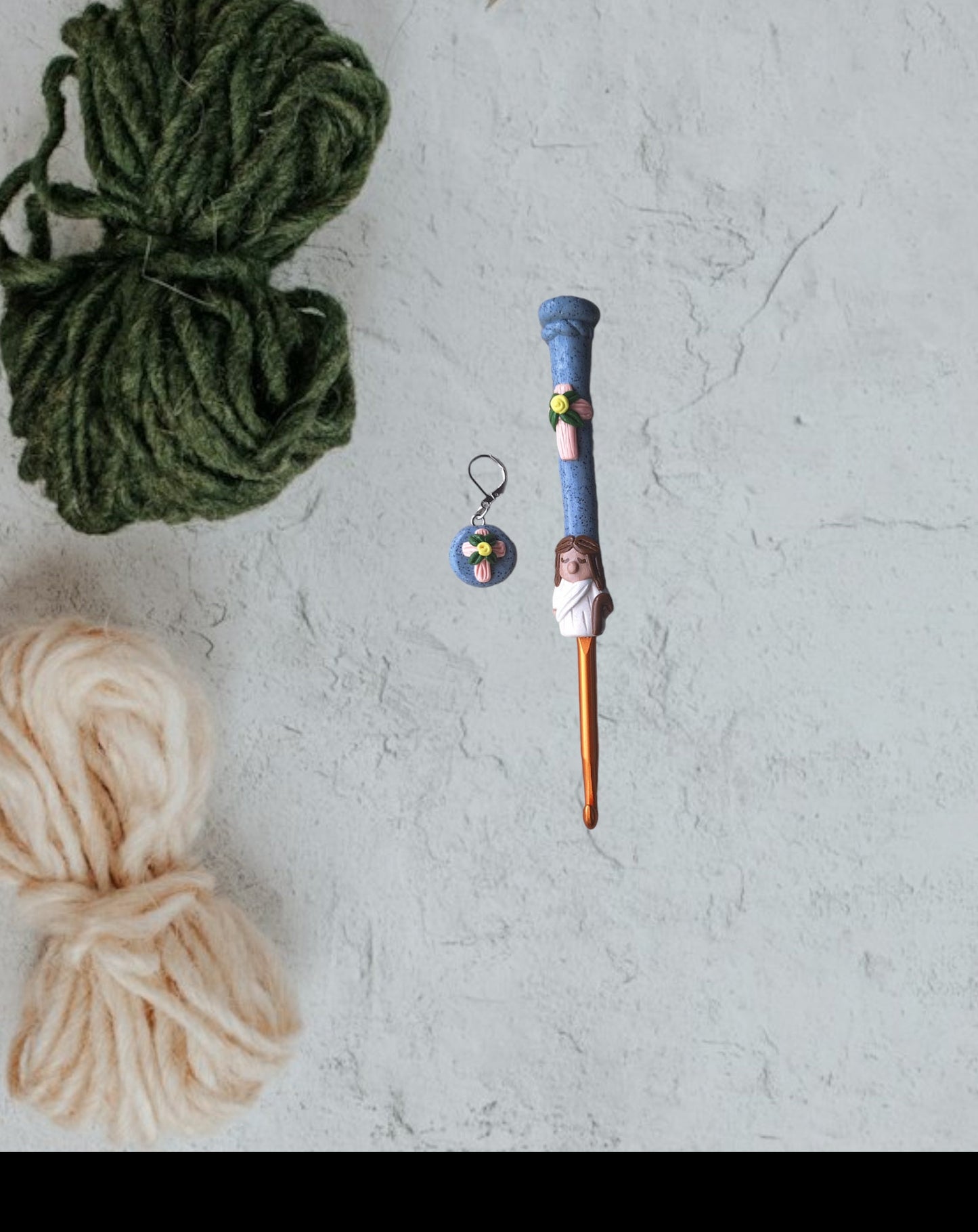 Polymer clay Christian religious Jesus Cross crochet hook