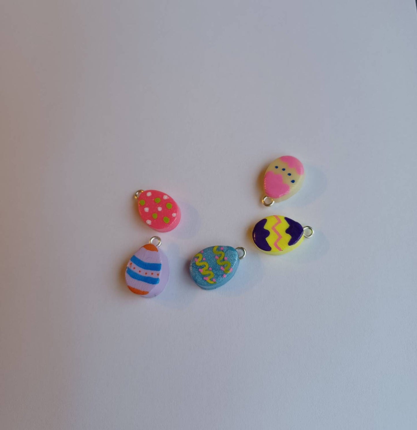Kawaii decorative easter egg charms / polymer clay easter egg charms / kawaii food charms / kawaii food jewelry / easter egg charms