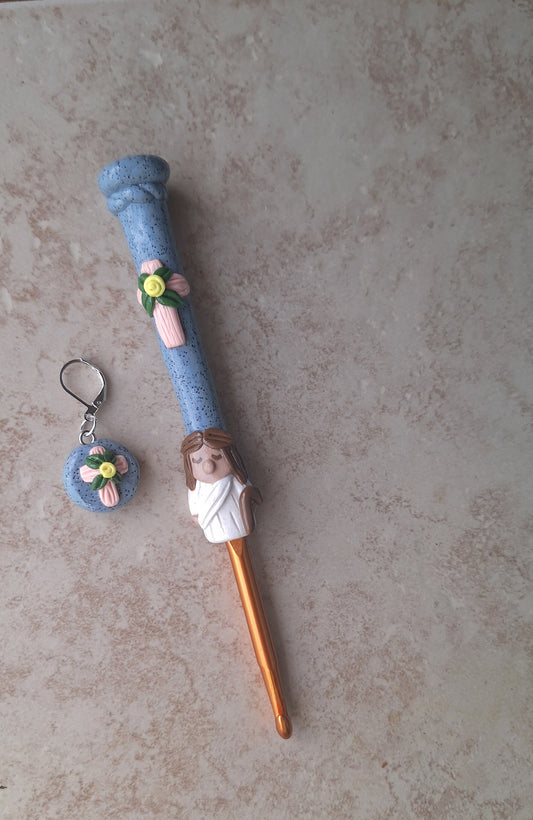 Polymer clay Christian religious Jesus Cross crochet hook