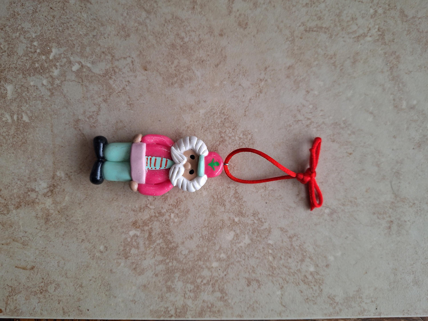 Christmas red green nutcracker ornament / pastel ornament / polymer clay pink nutcracker ornament / polymer clay christmas ornament