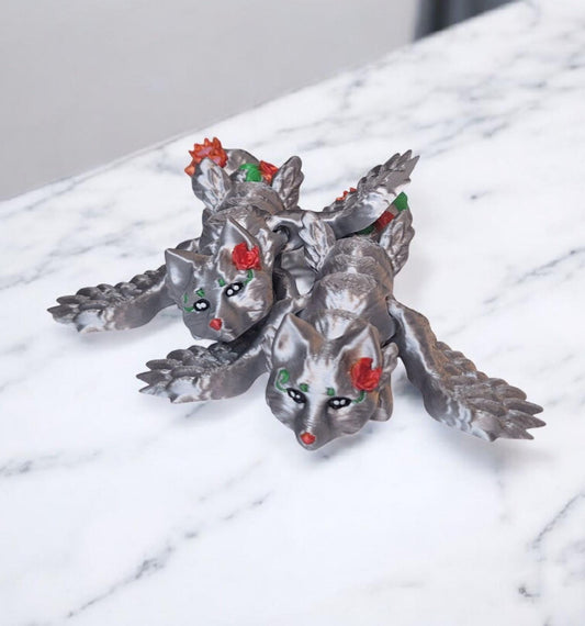 3D articulated baby fae fox / 3d printed silver fox keychain / 3d printed animals figurine knick knack Fidget
