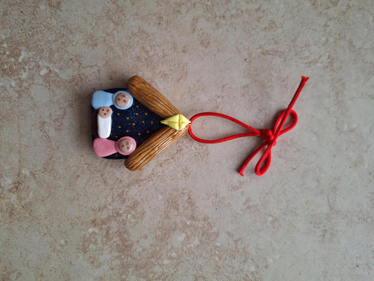 Baby Jesus ornament / cross ornament / religious ornament / polymer clay christmas ornament / Manger ornament nativity ornament