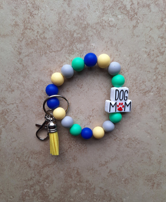 Silicone beaded wristlet keychain / dog mom silicone beaded wristlet / dog mom keychain / dog mom bag accessories key chain gift