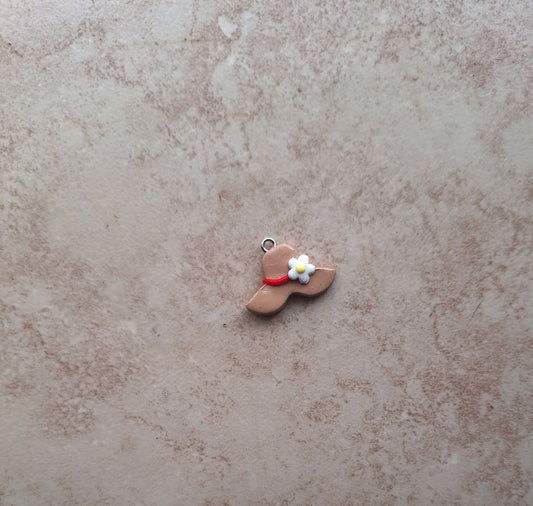 Kawaii floral sun hat charms / polymer clay flower charms / flowers spring summer charms / clay gardening jewelry stitch marker